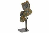 Druzy Quartz Geode Section With Metal Stand - Uruguay #121867-2